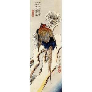 FRAMED oil paintings   Ando Hiroshige   24 x 70 inches   Pheasant in 