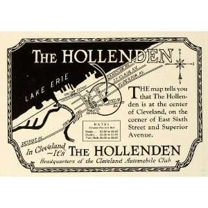 1922 Ad Holleden Hotel Cleveland Room Rates Map Lodging Travel 
