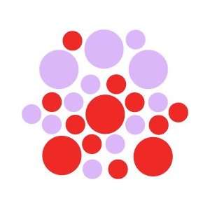   90   Red / Lilac Circles Polka Dots Vinyl Wall Graphic Decals Stickers