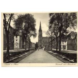 1930s Vintage Postcard Western Wall and Marienkirche   Krefeld Germany