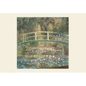 Vintage Art Waterlilies and Japanese Bridge   Giclee Fine Art Canvas 