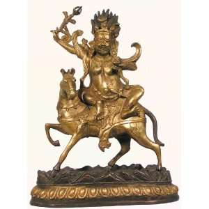  Tibetan Bronze Gilt Statue Lhasa Protector Palden Lhamo 