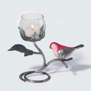 SILVER ROSE & Red Bird VOTIVE Candle Holder Dept 56 NEW  