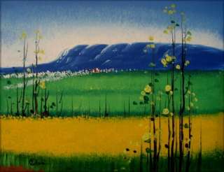 High Q. Hand Painted Oil Painting Field with Yellow Flowers 8x10 