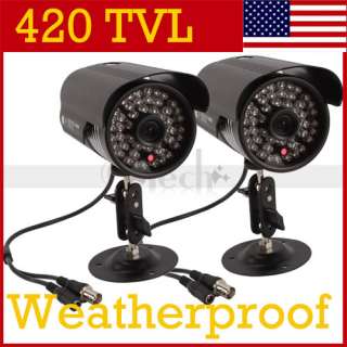 2x 1/4 Color CCD CCTV IR Security Camera Weatherproof Surveillance 