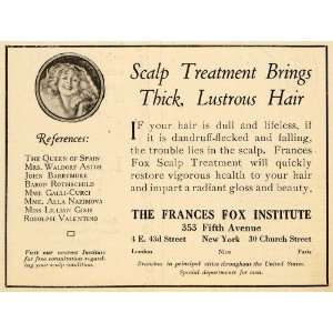  1923 Ad Frances Fox Institute Hair Beauty Care Scalp 