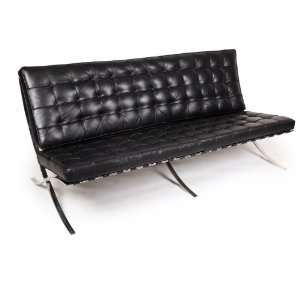   Spanish Pavilion Sofa 3 Seater, Black Aniline Leather