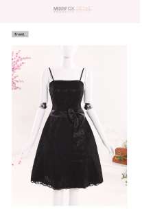 B1224 Japan Top Black Strap Lace Bow Cocktail Dress  