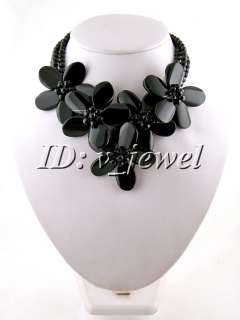 Onyx flower necklace/earring set VJ  