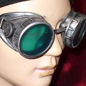 Steampunk Victorian Goggles Glasses silver green