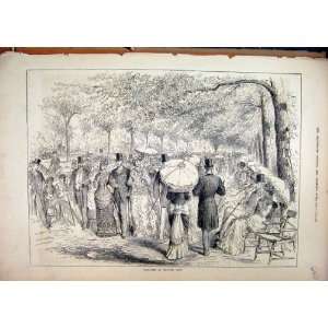   1880 Sketches Rotten Row Romance Trees Parasol Print