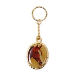  Sorrel Horse Head Gold Key Ring 