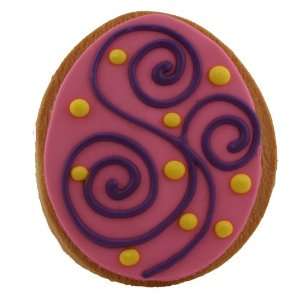 Easter Egg Pink Swirl Decorated Cookie Grocery & Gourmet Food