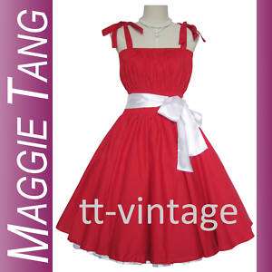 50s Vintage Style rockabilly swing dress red plus size  