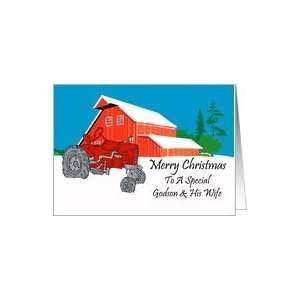  Godson And His Wife Antique Tractor Christmas Card Card 