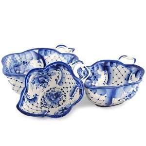  GZHEL PORCELAIN. Leaves Salad Bowl Set 