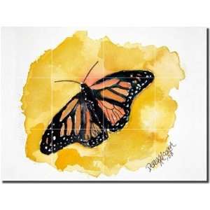 Orange Monarch Butterfly by Derek McCrea   Ceramic Tile Mural 12.75 x 