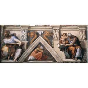  Ceiling of the Sistine Chapel [detail] 16x7 Streched Canvas Art 