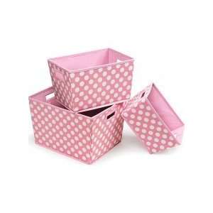 Badger Basket Folding Nursery Trapezoid Shape Nesting Baskets in Pink 