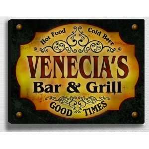  Venecias Bar & Grill 14 x 11 Collectible Stretched 