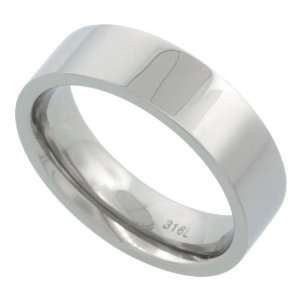  Surgical Steel Flat 6mm Wedding Band Thumb Ring Comfort 