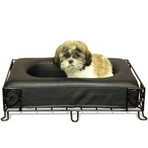   Pets Hearts Bed with Black Frame and Black Vegan Leather Bed Pet