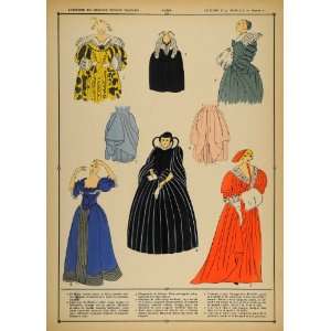  1922 Pochoir Renaissance Costume French Royalty Dress 