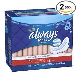  Always Maxi Maximum Protection with Wings, Unscented Pads 