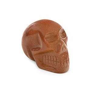  NOVICA Goldstone statuette, Sun Skull