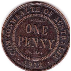  1912 Australia Large One Penny Coin 