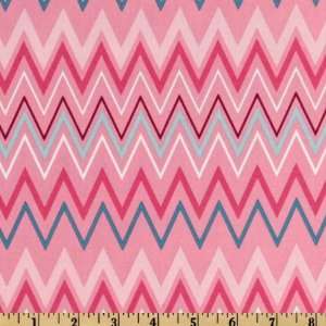  44 Wide Garden Friends Zig Zag Zoo Pink Fabric By The 