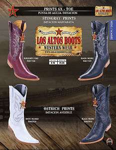 Los Altos 6X Toe Stingray/Ostrich Print Mens Western Cowboy Boot Diff 