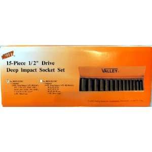 Valley 15 PIECE 1/2 Inch Drive Deep Impact SAE Socket Set 