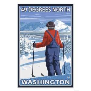  Skier Admiring, 49 Degrees North, Washington Giclee Poster 
