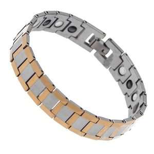  VALI Silver & Gold Tungsten Magnetic Mens Bracelet 