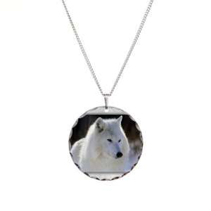  Necklace Circle Charm Arctic White Wolf Artsmith Inc 
