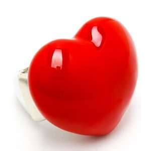  Pinup Rock Punk Girl Chunky Red Heart Fashion Ring 