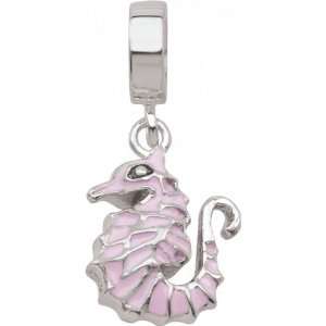 Persona Sterling Silver Pink Seahorse Charm Charm fits Pandora, Troll 