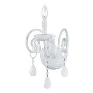   WW WH MWP Wet White Envogue 1 Light All White Hand Cut Glass Arm Wall