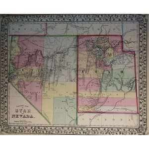  Mitchell Map of Utah and Nevada (1869)