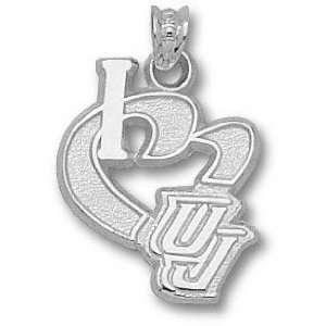 Utah Jazz Solid Sterling Silver I Heart Logo 3/4 Pendant