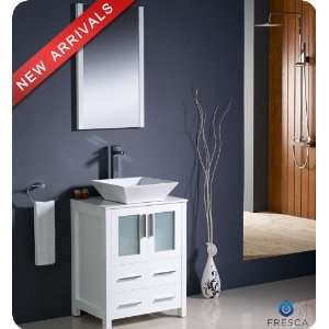  Fresca FVN6224WH VSL White Torino Torino 24 Wood Vanity 