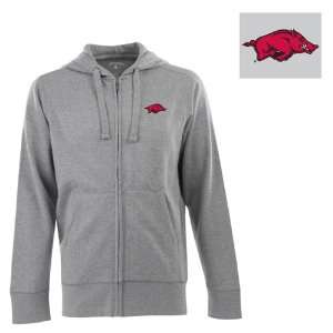  Arkansas Signature Full Zip Hooded Sweatshirt (Grey 