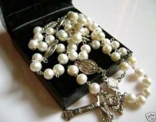 Valuable AAA REAL PEARL SEVEN SORROWS OF MARY ROSARY Relic Crucifix 