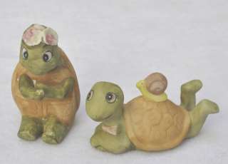 Turtles Set of 2 Ceramic Hand Painted LaCollage Korea  