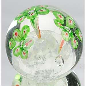   Glass Art   Love Connection with Green Speaker Flower Paperweight