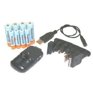 CH USB3000 Micro Battery Charger with USB plug + 4 AA 2600mAh + 4 AAA 