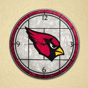  12in Art Glass Clock Cardinals