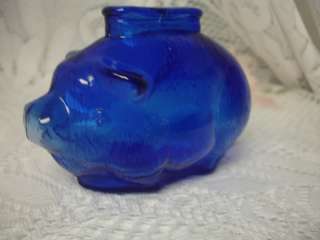 RARE Anchor Hocking COBALT BLUE Glass Piggy Bank  