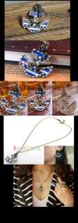 Sailor Anchor Inlay Crystal Alloy Flower Necklace Chain  